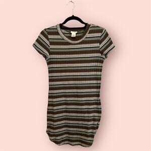 Wet Seal Striped Fall Colors Short Sleeve T-Shirt Dress Medium